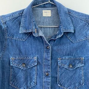 Denim western style snap up shirt-S